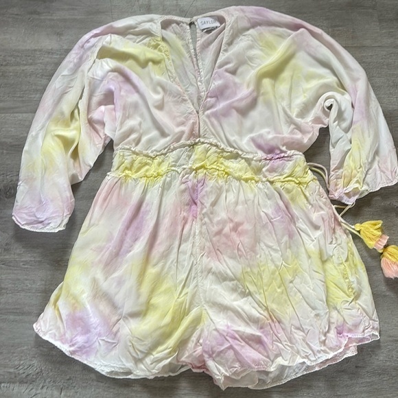SAYLOR Tie-Dye Tasseled Romper (Size XS) Coverup beach Anthropologie - Picture 1 of 7